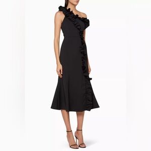 C/MEO Collective Black One Shoulder Ruffle Dress